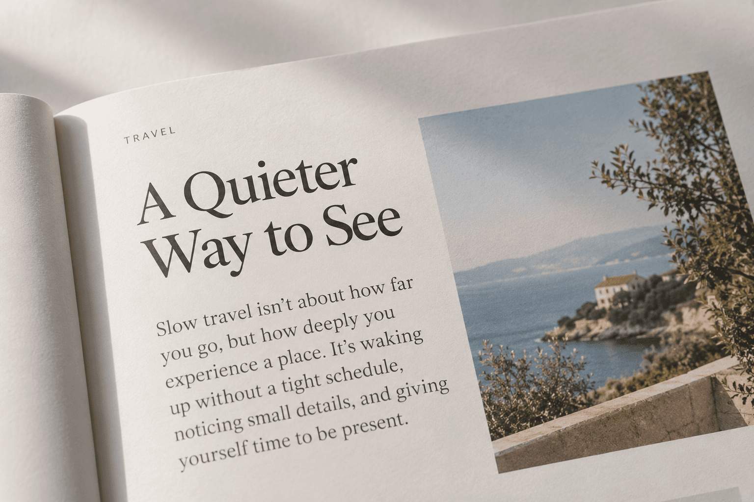 Travel magazine photograph titled A Quieter Way to See.
